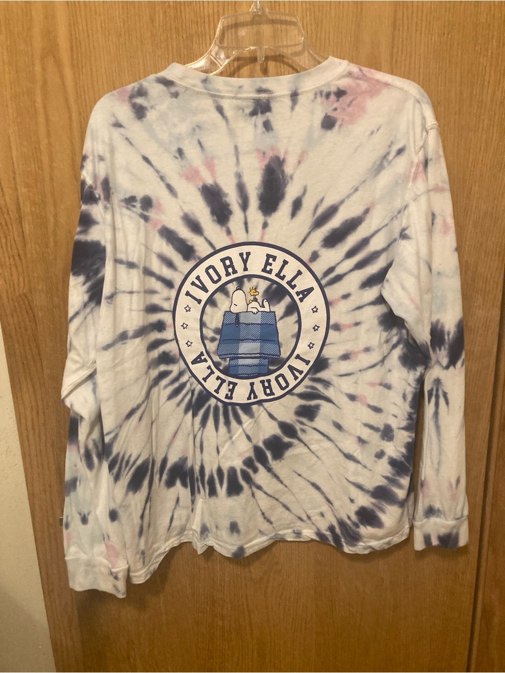 ivory ella x Peanuts Pastel Lavender and Blue Tie-Dye long-sleeved Tee